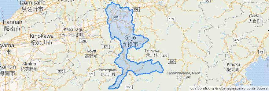 Mapa de ubicacion de 五條市.