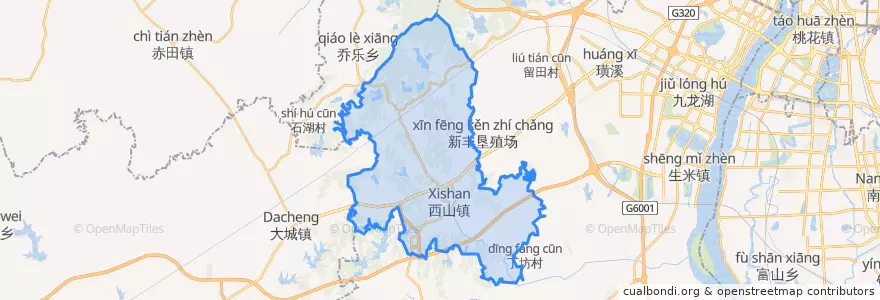 Mapa de ubicacion de 西山镇.