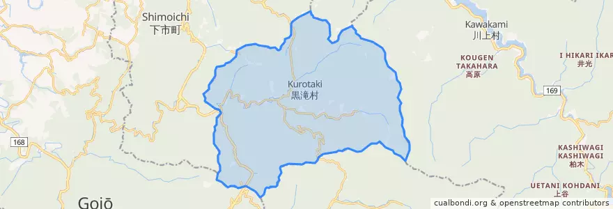 Mapa de ubicacion de 黒滝村.