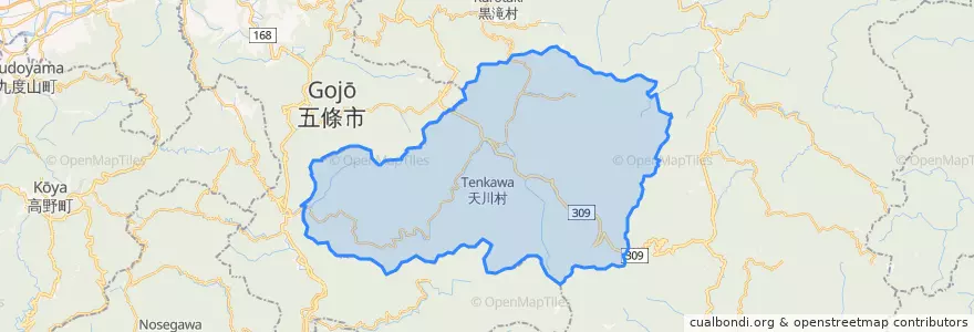 Mapa de ubicacion de 天川村.