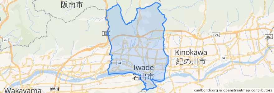 Mapa de ubicacion de 岩出市.
