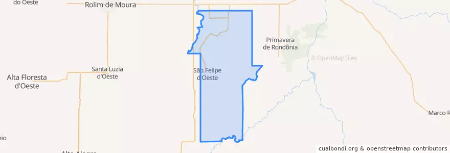 Mapa de ubicacion de São Felipe d'Oeste.