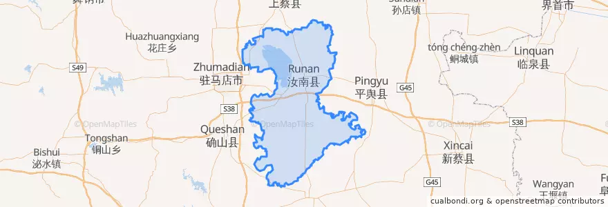 Mapa de ubicacion de 汝南县.