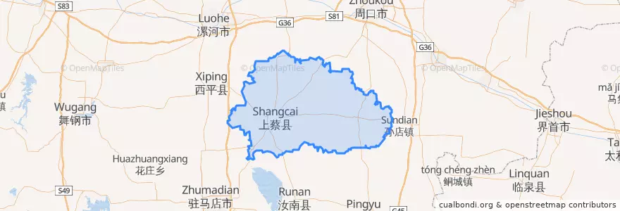 Mapa de ubicacion de 上蔡县.