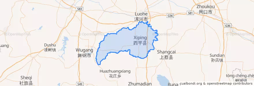 Mapa de ubicacion de 西平县.