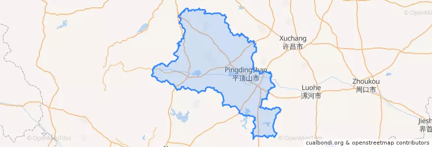 Mapa de ubicacion de Pingdingshan City.