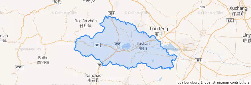 Mapa de ubicacion de 鲁山县.