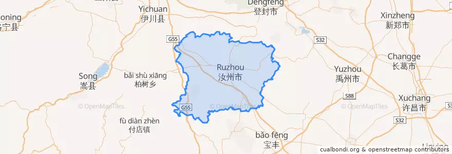 Mapa de ubicacion de 汝州市.