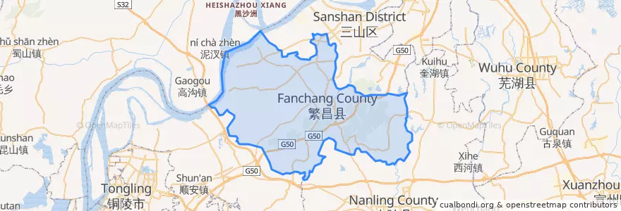 Mapa de ubicacion de 繁昌县 (Fanchang).
