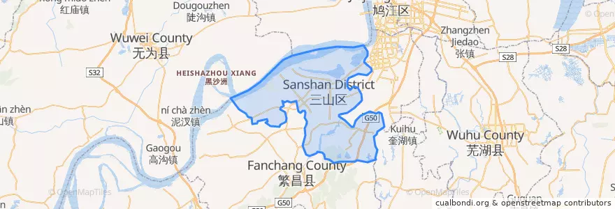 Mapa de ubicacion de 三山区 (Sanshan).