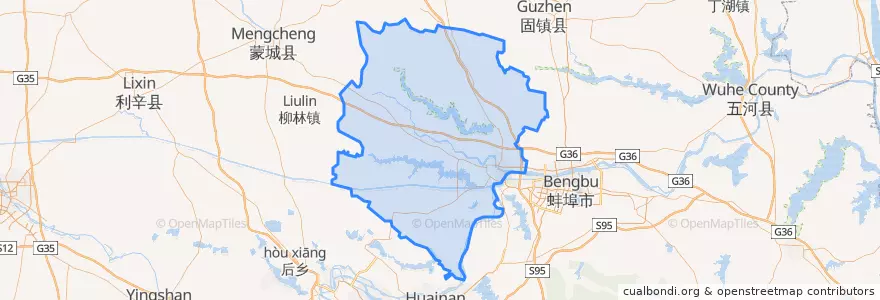 Mapa de ubicacion de 怀远县 (Huaiyuan).
