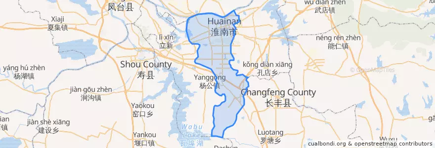 Mapa de ubicacion de 田家庵区 (Tianjia'an).