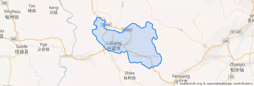 Mapa de ubicacion de Lishi District.