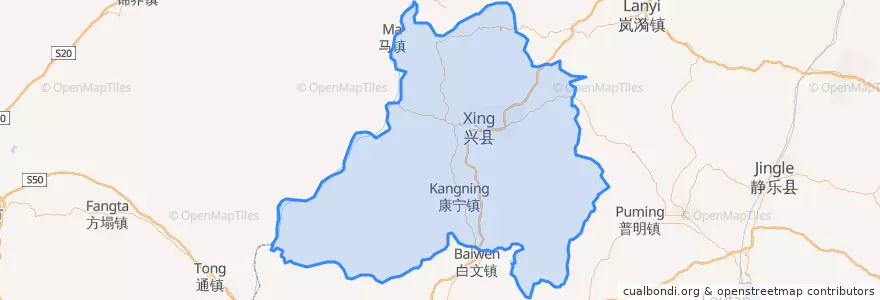 Mapa de ubicacion de 兴县.