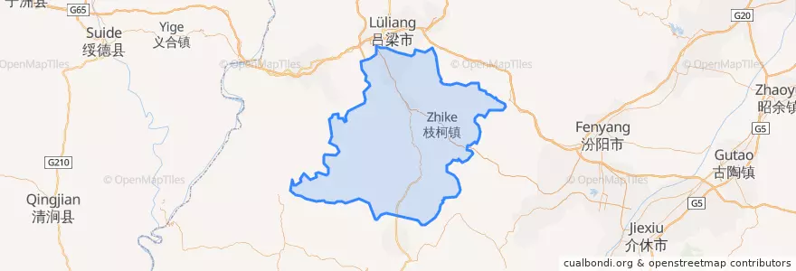 Mapa de ubicacion de 中阳县 (Zhongyang).