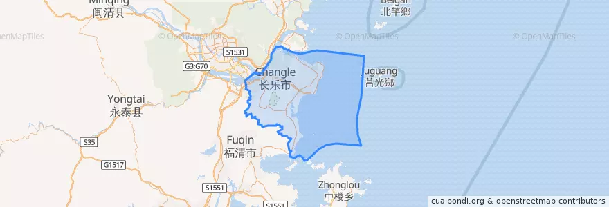 Mapa de ubicacion de 长乐区.