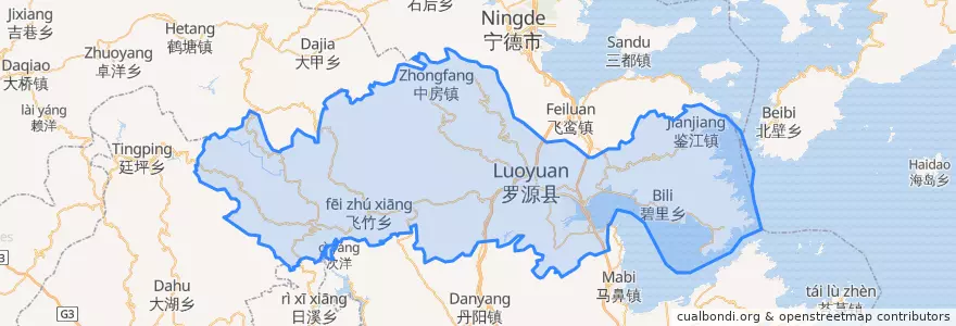 Mapa de ubicacion de Luoyuan.