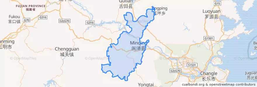 Mapa de ubicacion de 민칭현.