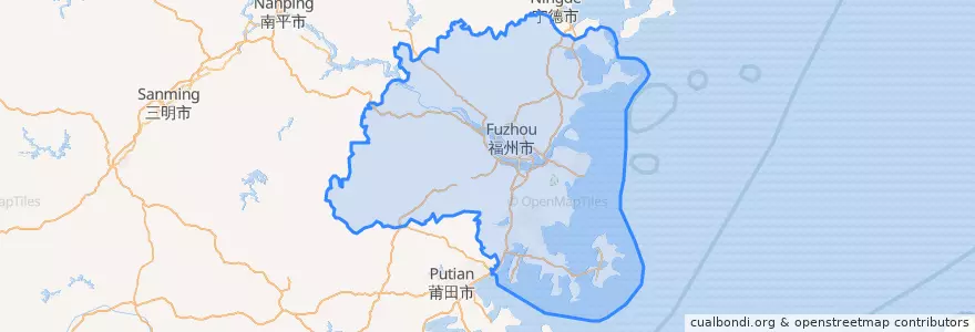 Mapa de ubicacion de Fuzhou City.