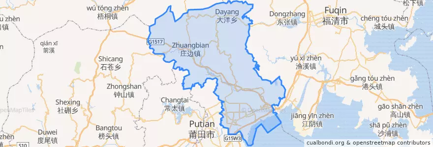 Mapa de ubicacion de 涵江区 (Hanjiang).