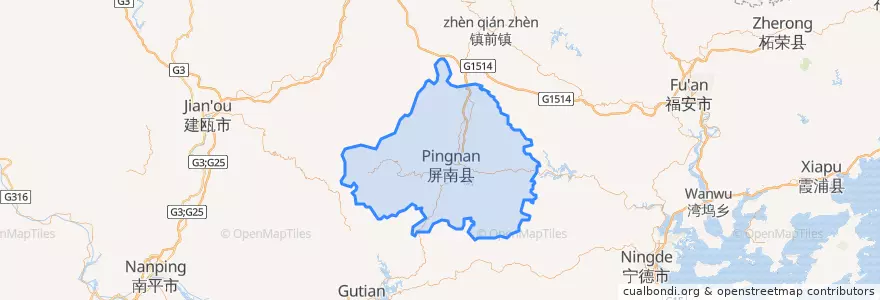 Mapa de ubicacion de Píngnán Xiàn.
