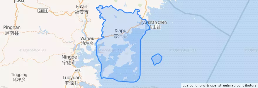 Mapa de ubicacion de Xiapu.