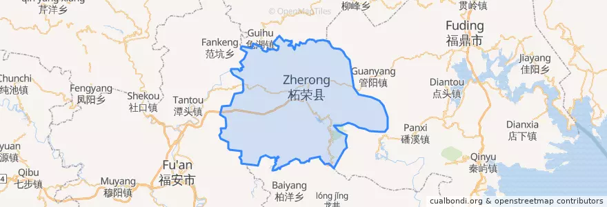 Mapa de ubicacion de Zherong.