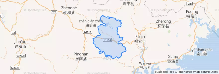 Mapa de ubicacion de Zhōuníng Xiàn.