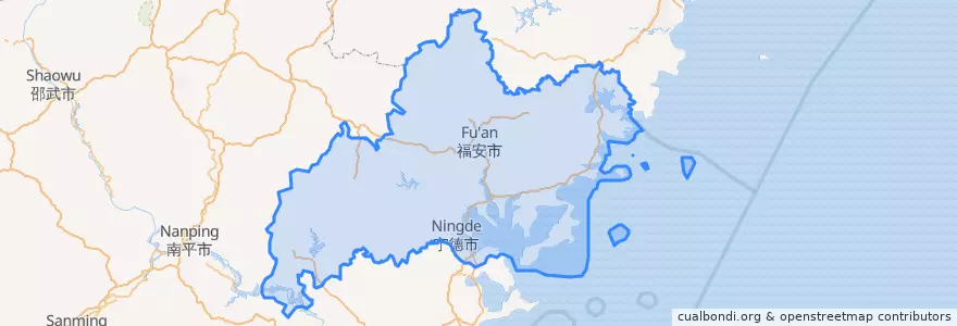Mapa de ubicacion de 宁德市.