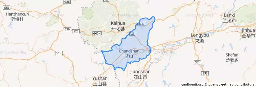 Mapa de ubicacion de Changshan County.