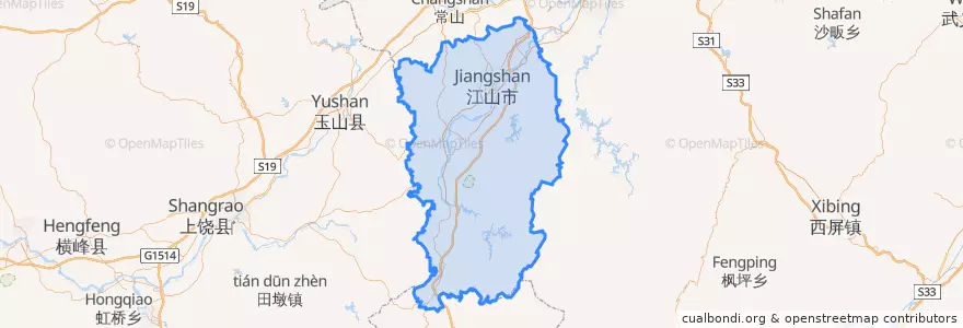 Mapa de ubicacion de Jiangshan City.