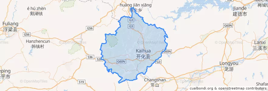 Mapa de ubicacion de Kaihua County.