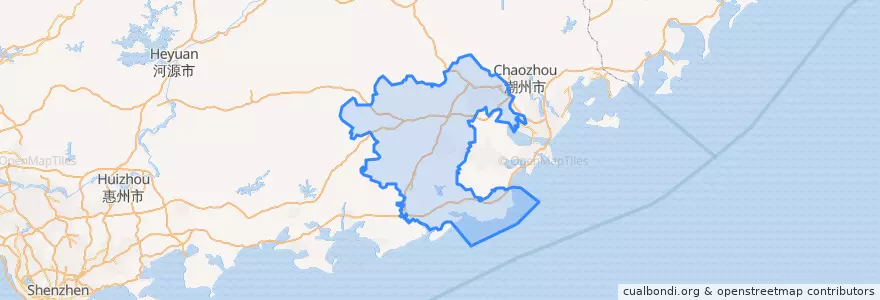 Mapa de ubicacion de 揭阳市.