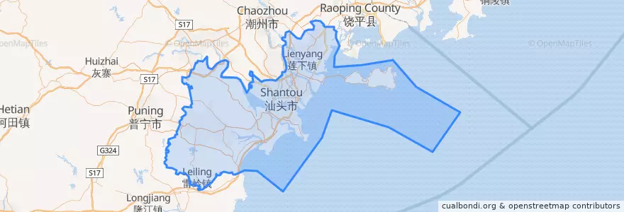 Mapa de ubicacion de 산터우시.