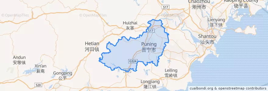 Mapa de ubicacion de 普宁市.