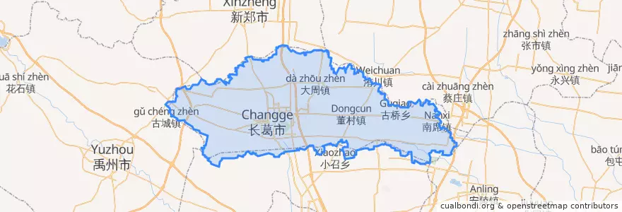 Mapa de ubicacion de 长葛市.