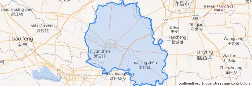 Mapa de ubicacion de 襄城县.