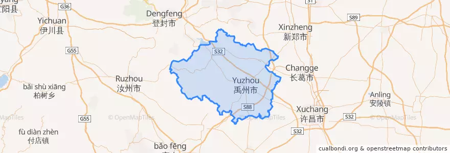 Mapa de ubicacion de 禹州市.