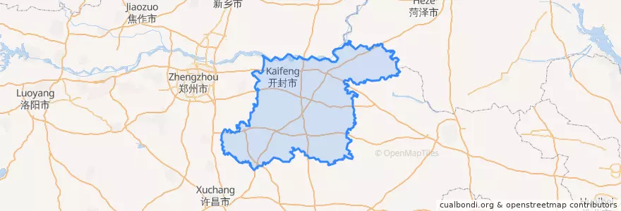 Mapa de ubicacion de 開封市.