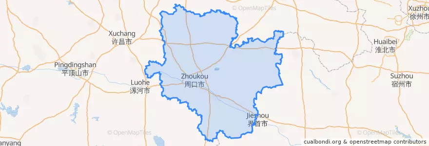 Mapa de ubicacion de Zhoukou City.