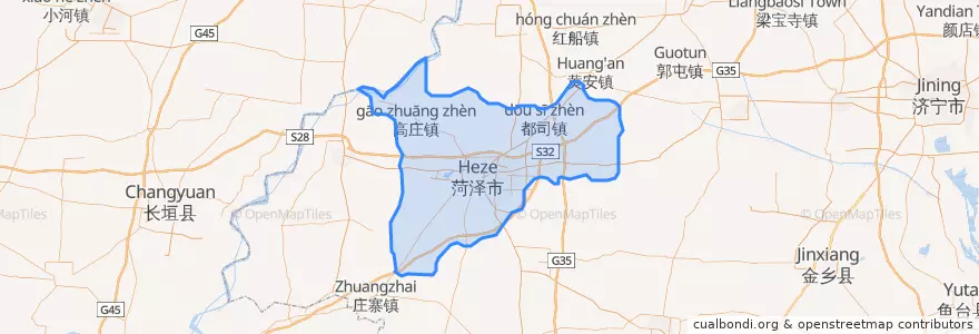 Mapa de ubicacion de 牡丹区.