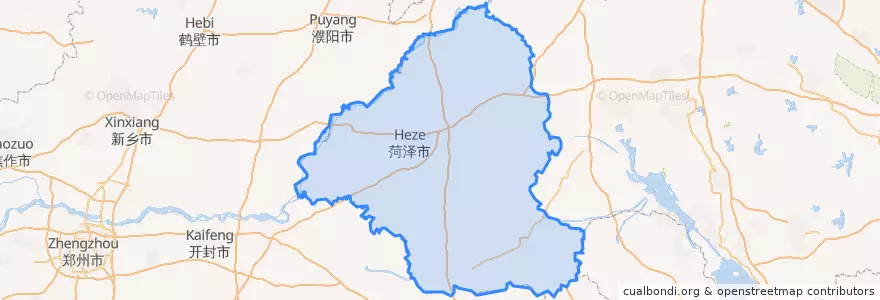 Mapa de ubicacion de 菏泽市.