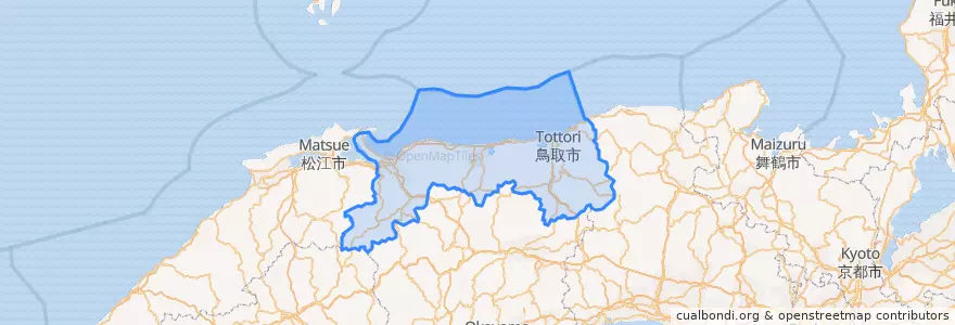 Mapa de ubicacion de 鳥取県.