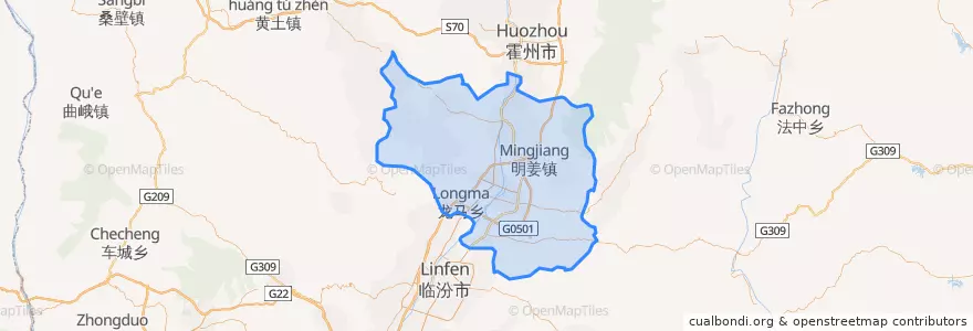 Mapa de ubicacion de Hongtong County.