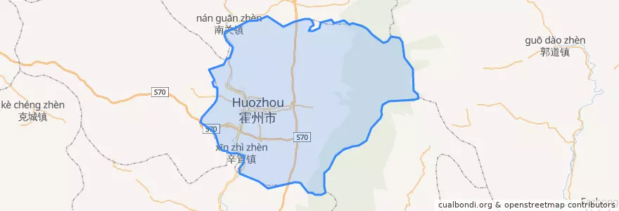 Mapa de ubicacion de Huozhou City.