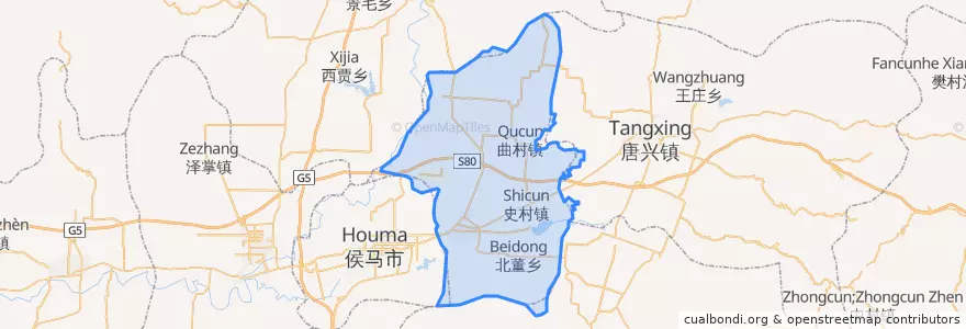 Mapa de ubicacion de 曲沃县.