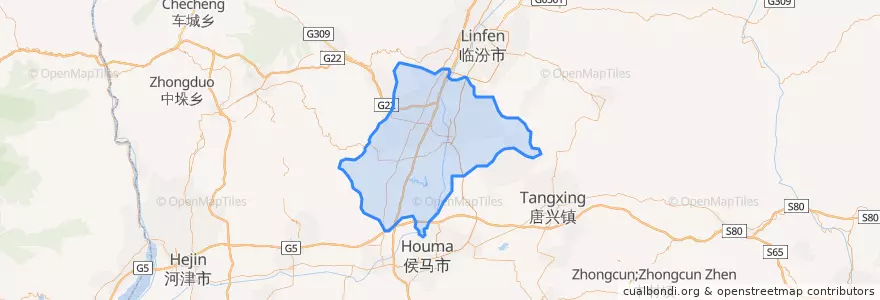 Mapa de ubicacion de Xiangfen County.