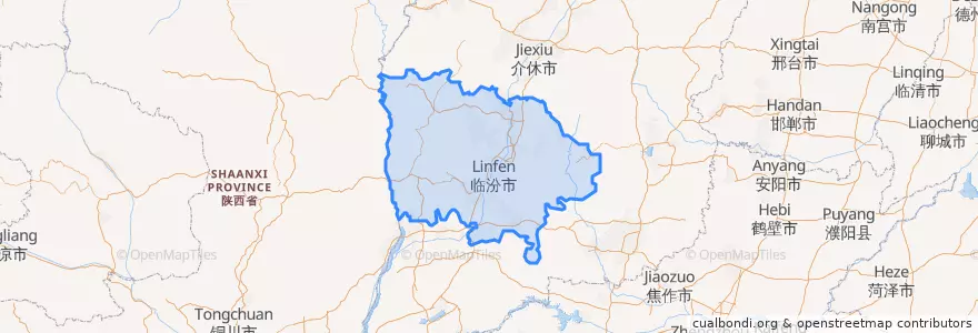 Mapa de ubicacion de 临汾市.
