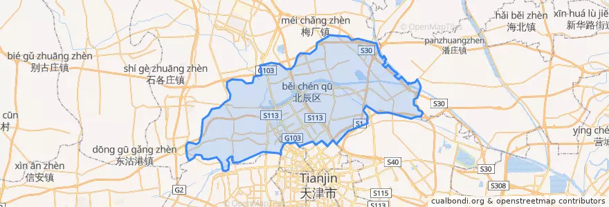 Mapa de ubicacion de 北辰区.