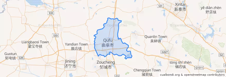 Mapa de ubicacion de 曲阜市 (Qufu).